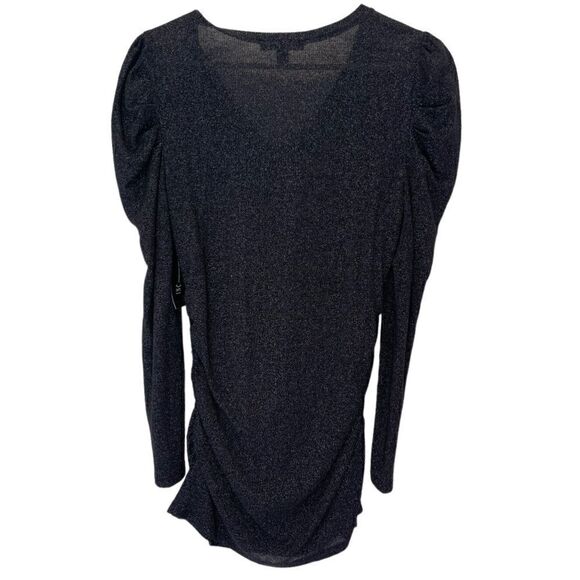 Inc International Concepts Black V Neck Puff Long Sleeves Metallic Sweater.Sz M - Picture 8 of 15